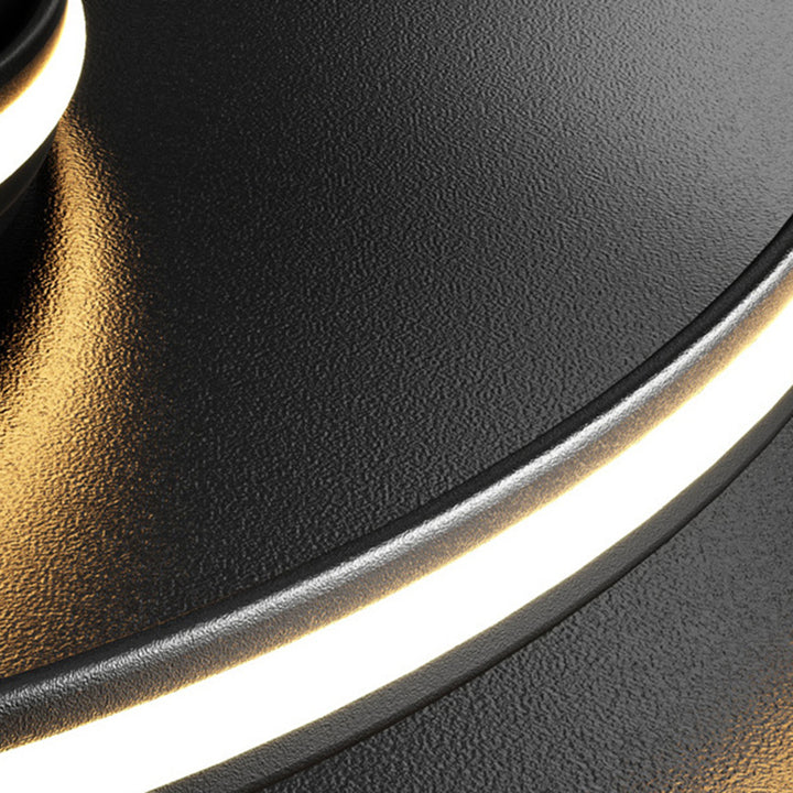 Plafonnier semi-encastré LED en aluminium et silicone à double rond moderne minimaliste pour chambre à coucher 