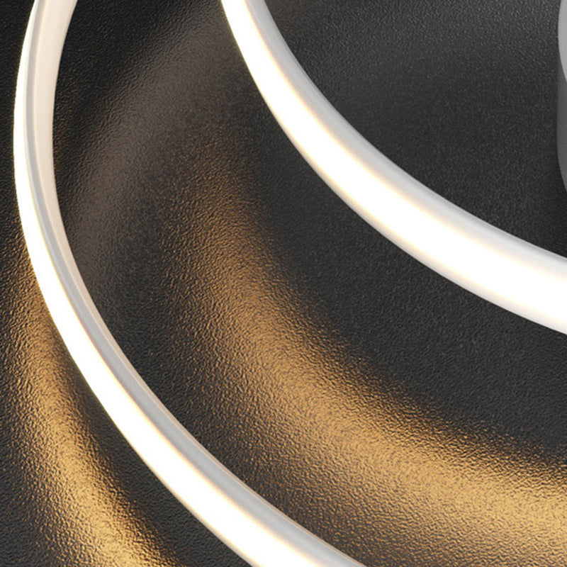 Plafonnier semi-encastré LED en aluminium et silicone à double rond moderne minimaliste pour chambre à coucher 