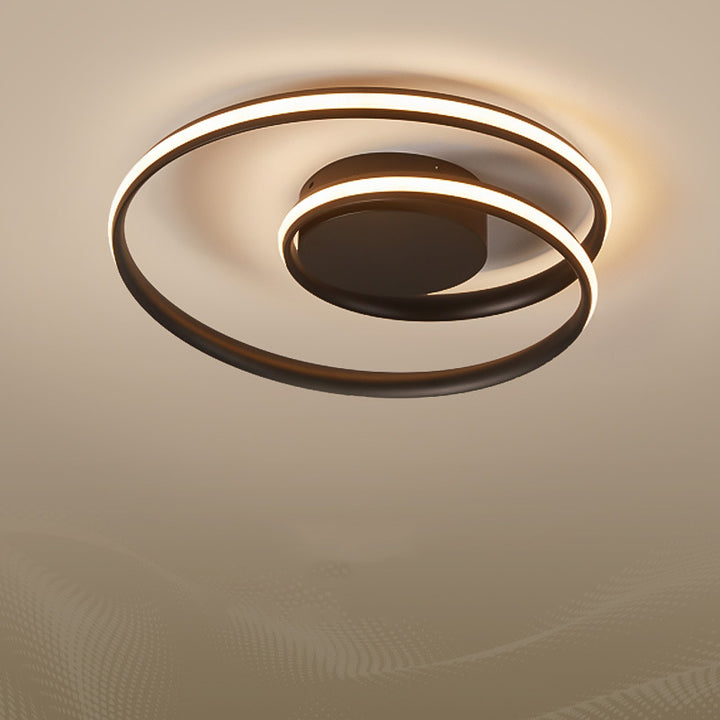 Plafonnier semi-encastré LED en aluminium et silicone à double rond moderne minimaliste pour chambre à coucher 