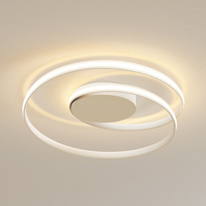 Plafonnier semi-encastré LED en aluminium et silicone à double rond moderne minimaliste pour chambre à coucher 