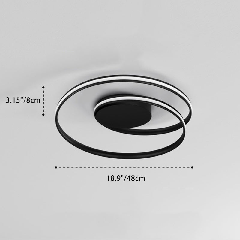 Plafonnier semi-encastré LED en aluminium et silicone à double rond moderne minimaliste pour chambre à coucher 