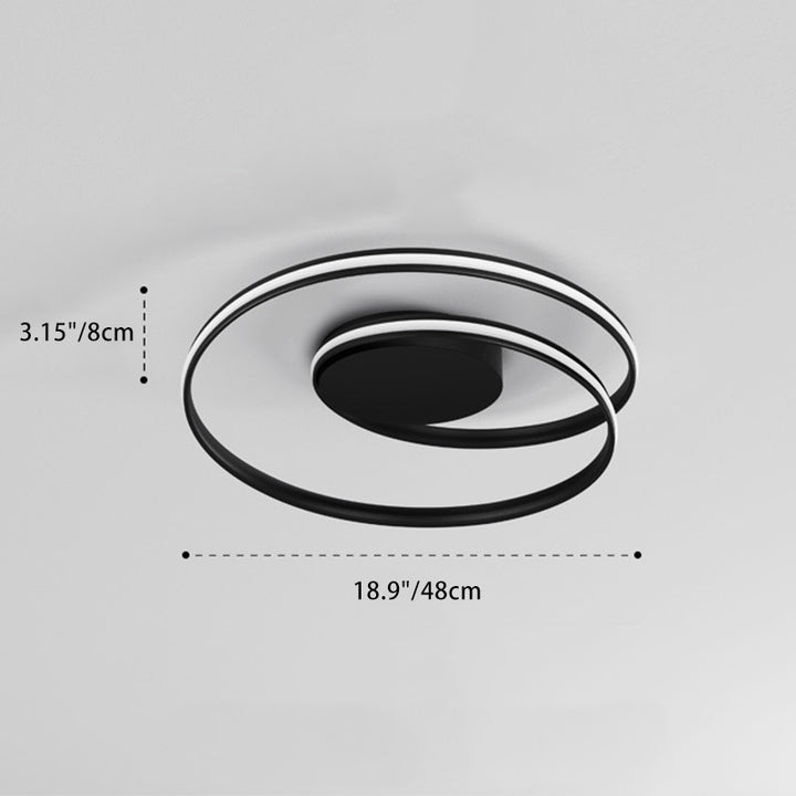 Plafonnier semi-encastré LED en aluminium et silicone à double rond moderne minimaliste pour chambre à coucher 