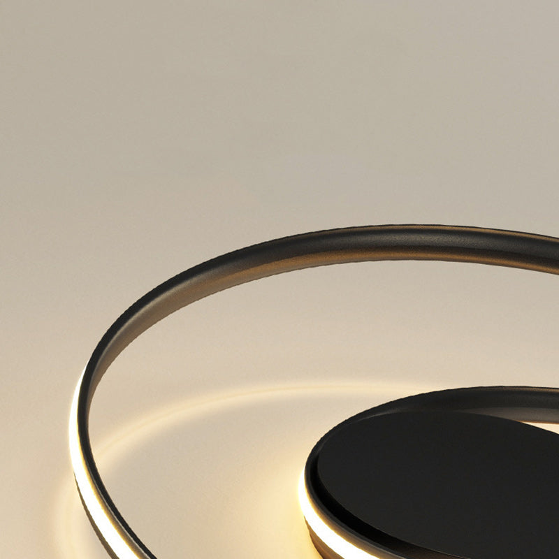 Plafonnier semi-encastré LED en aluminium et silicone à double rond moderne minimaliste pour chambre à coucher 