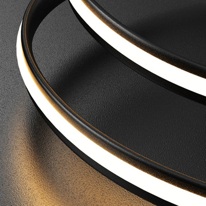 Plafonnier semi-encastré LED en aluminium et silicone à double rond moderne minimaliste pour chambre à coucher 