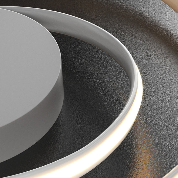 Plafonnier semi-encastré LED en aluminium et silicone à double rond moderne minimaliste pour chambre à coucher 