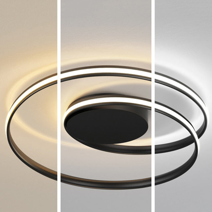 Plafonnier semi-encastré LED en aluminium et silicone à double rond moderne minimaliste pour chambre à coucher 