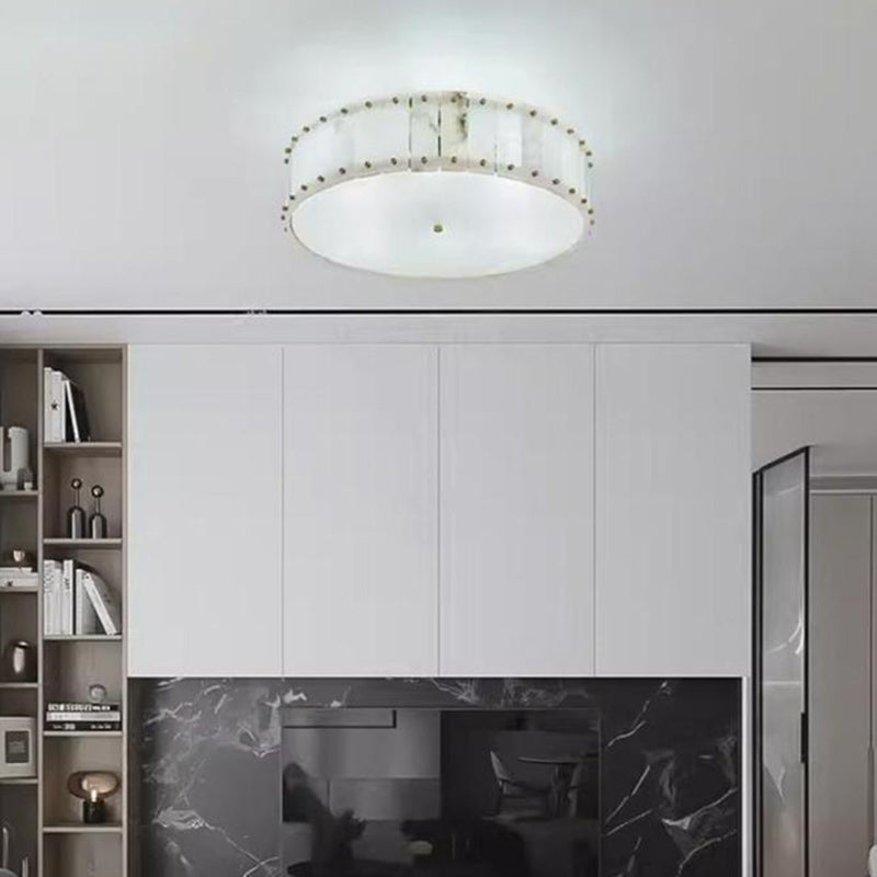 Plafonnier moderne minimaliste en dôme rond cuivre marbre 6/8 lumières pour chambre 