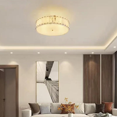 Plafonnier moderne minimaliste en dôme rond cuivre marbre 6/8 lumières pour chambre 