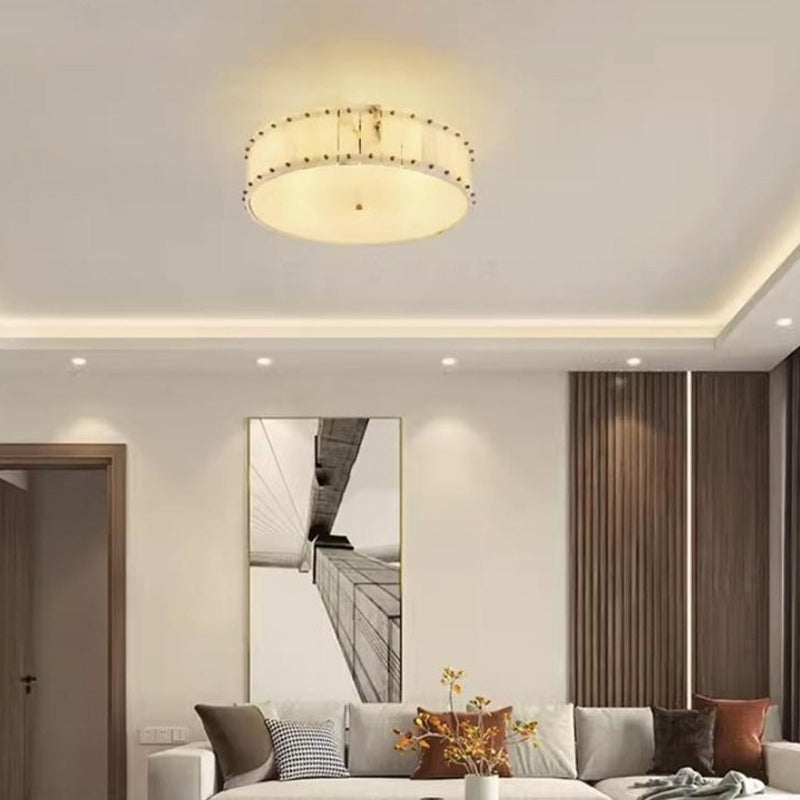 Plafonnier moderne minimaliste en dôme rond cuivre marbre 6/8 lumières pour chambre 