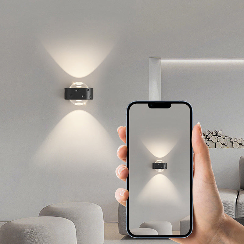 Zeitgenössische skandinavische runde ovale Kugel Eisen Aluminium Kristall LED Wandleuchte für das Schlafzimmer 