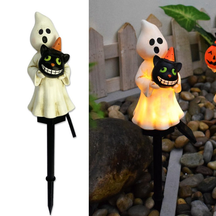 Lumière extérieure LED en résine plastique étanche solaire créative contemporaine fantôme citrouille chat pour jardin 