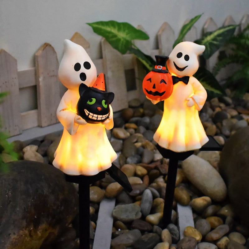Lumière extérieure LED en résine plastique étanche solaire créative contemporaine fantôme citrouille chat pour jardin 