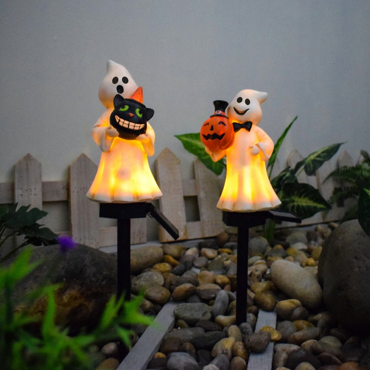 Lumière extérieure LED en résine plastique étanche solaire créative contemporaine fantôme citrouille chat pour jardin 