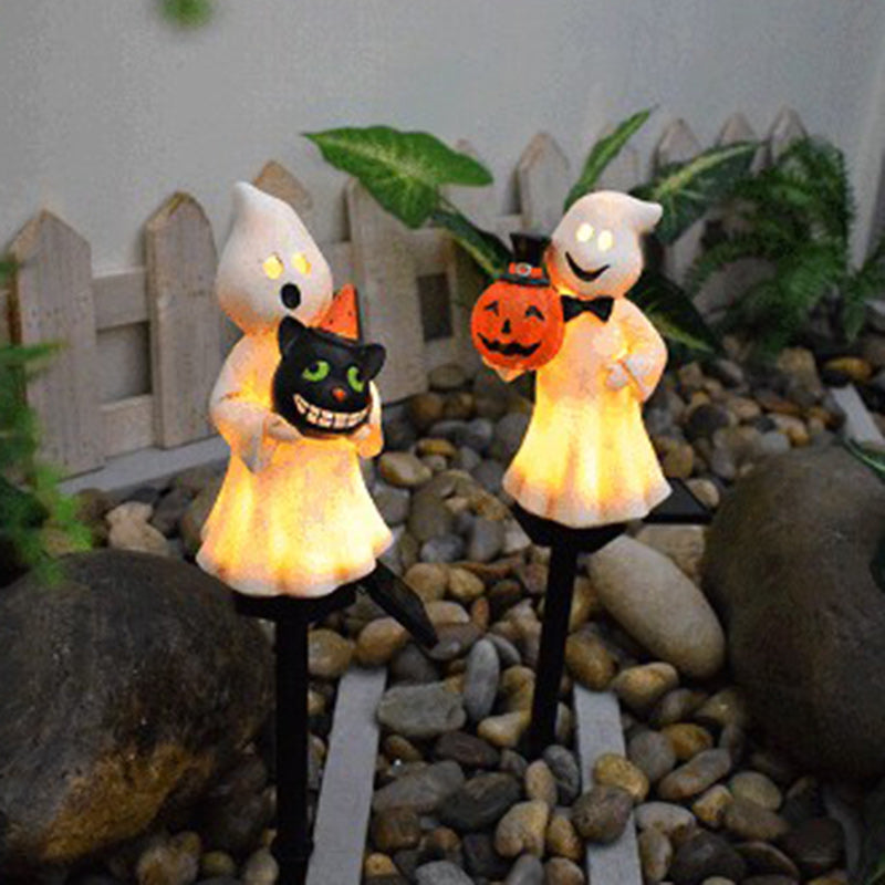 Lumière extérieure LED en résine plastique étanche solaire créative contemporaine fantôme citrouille chat pour jardin 