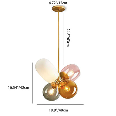Lustre contemporain scandinave cylindrique rond à bulles en verre et fer à 4 lumières pour chambre 