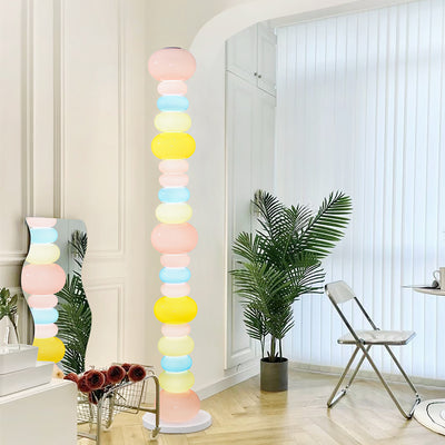 Contemporary Creative Candy Cane Shape Round Hardware Glass LED Standing Floor Lamp For Living Room