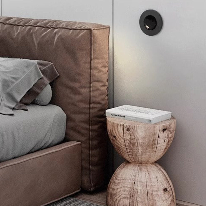 Applique Murale LED Carrée Ronde Encastrée Minimaliste Moderne en Aluminium Pour Chambre 
