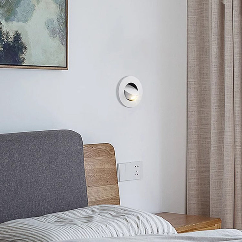 Applique Murale LED Carrée Ronde Encastrée Minimaliste Moderne en Aluminium Pour Chambre 
