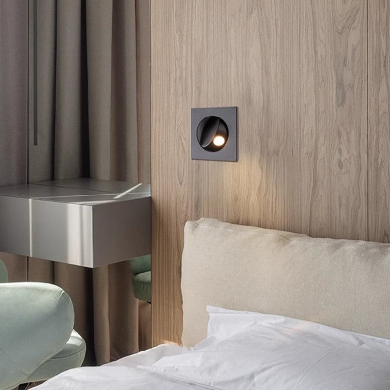 Applique Murale LED Carrée Ronde Encastrée Minimaliste Moderne en Aluminium Pour Chambre 