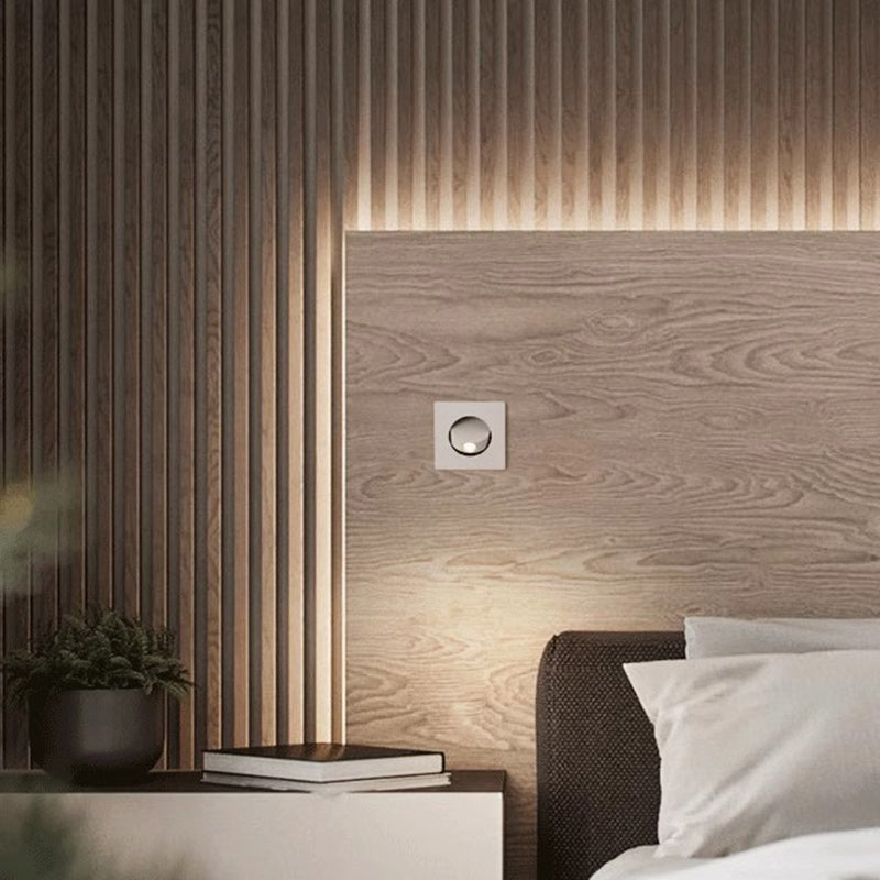 Applique Murale LED Carrée Ronde Encastrée Minimaliste Moderne en Aluminium Pour Chambre 