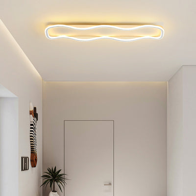 Plafonnier LED rectangulaire contemporain créatif en aluminium et silicone avec vagues linéaires pour chambre 