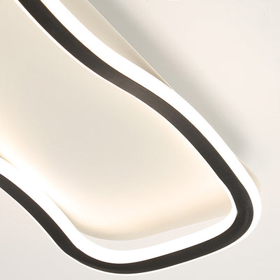 Plafonnier LED rectangulaire contemporain créatif en aluminium et silicone avec vagues linéaires pour chambre 