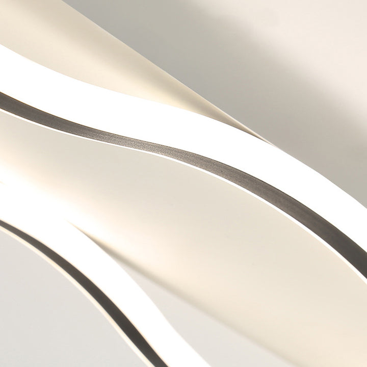 Contemporary Creative Rectangle Wave Linear Iron Aluminum Silicone LED Flush Mount Ceiling Light For Bedroom