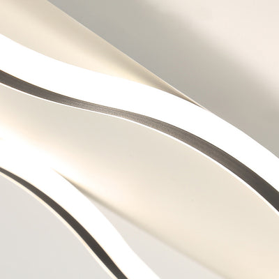 Plafonnier LED rectangulaire contemporain créatif en aluminium et silicone avec vagues linéaires pour chambre 