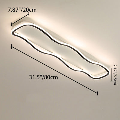 Plafonnier LED rectangulaire contemporain créatif en aluminium et silicone avec vagues linéaires pour chambre 