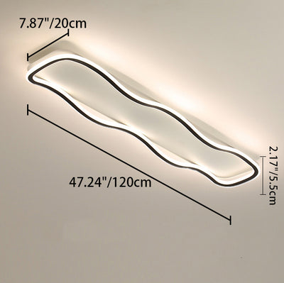 Plafonnier LED rectangulaire contemporain créatif en aluminium et silicone avec vagues linéaires pour chambre 