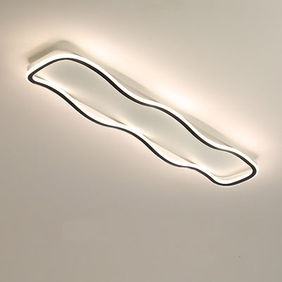 Plafonnier LED rectangulaire contemporain créatif en aluminium et silicone avec vagues linéaires pour chambre 