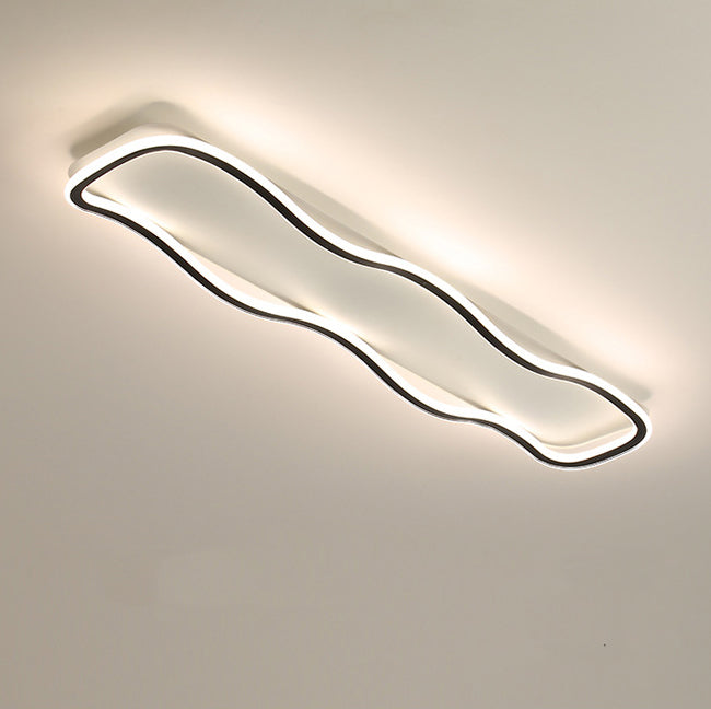 Plafonnier LED rectangulaire contemporain créatif en aluminium et silicone avec vagues linéaires pour chambre 