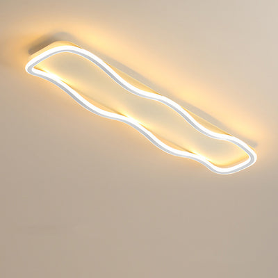 Plafonnier LED rectangulaire contemporain créatif en aluminium et silicone avec vagues linéaires pour chambre 