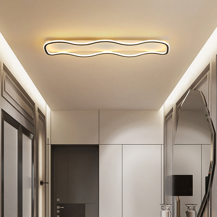 Plafonnier LED rectangulaire contemporain créatif en aluminium et silicone avec vagues linéaires pour chambre 
