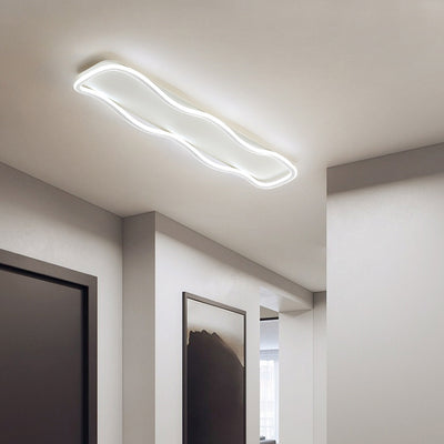 Plafonnier LED rectangulaire contemporain créatif en aluminium et silicone avec vagues linéaires pour chambre 