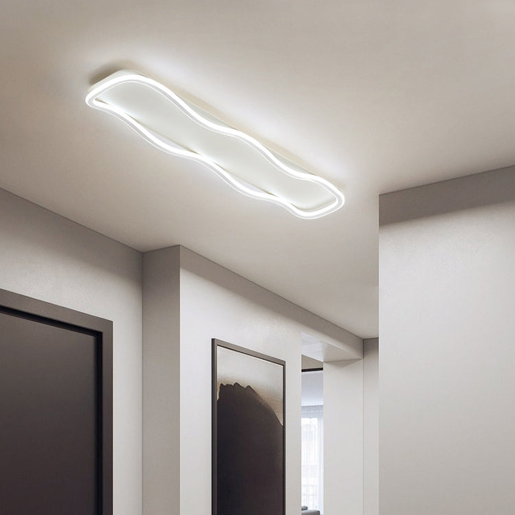 Plafonnier LED rectangulaire contemporain créatif en aluminium et silicone avec vagues linéaires pour chambre 