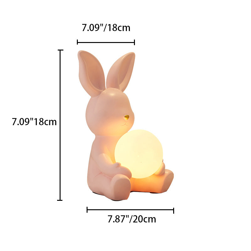 Moderne Art Deco Cartoon-Kaninchenform Runde Harz Glas 1-Licht Tischlampe für Schlafzimmer 