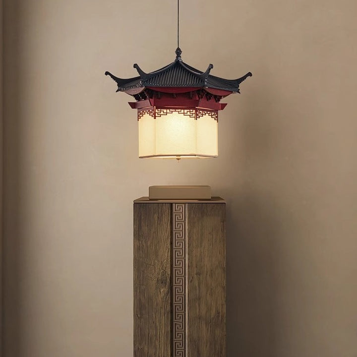 Prisme de forme grenier créatif contemporain en bois acrylique parchemin 1-lumière suspension pour salle à manger 