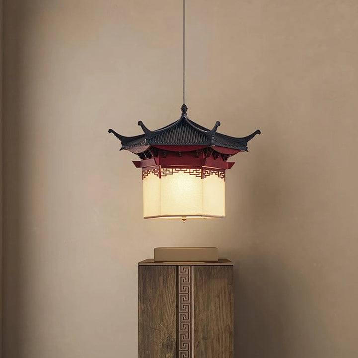 Prisme de forme grenier créatif contemporain en bois acrylique parchemin 1-lumière suspension pour salle à manger 