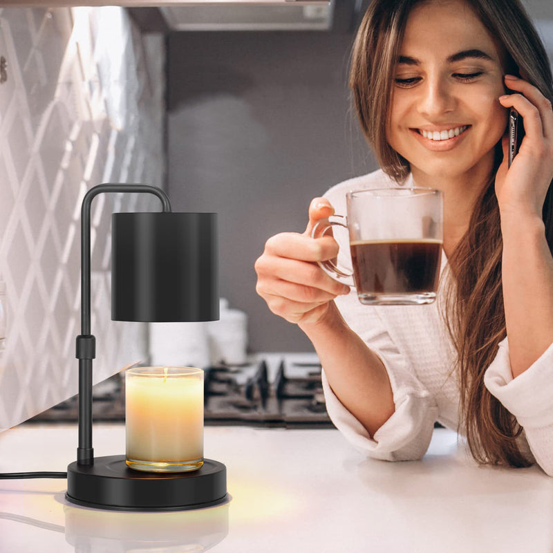 Lampe de table moderne minimaliste en fer réglable en hauteur, cylindre rond, 1 lumière, cire fondue pour chambre à coucher 