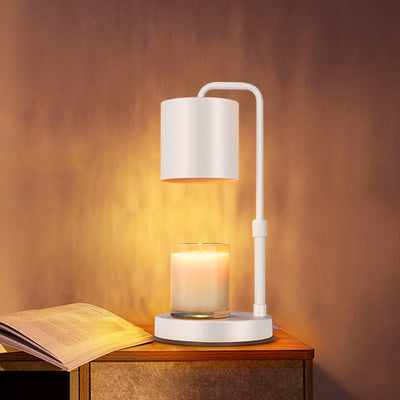 Lampe de table moderne minimaliste en fer réglable en hauteur, cylindre rond, 1 lumière, cire fondue pour chambre à coucher 