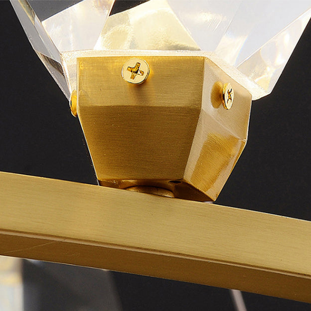 Lustre LED en cristal de cuivre rond moderne de luxe pour salon 
