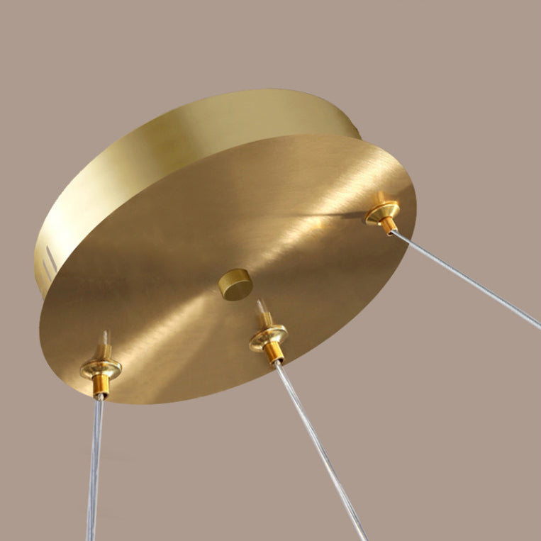 Lustre LED en cristal de cuivre rond moderne de luxe pour salon 