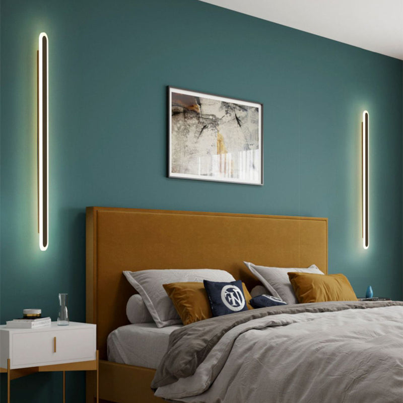 Modern Minimalist Linear Iron Acrylic LED Wall Sconce Lamp For Bedroom