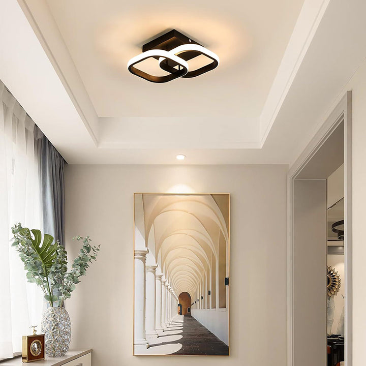 Luz de techo LED de montaje semi empotrado de hierro y aluminio redondo cuadrado moderno minimalista para pasillo 
