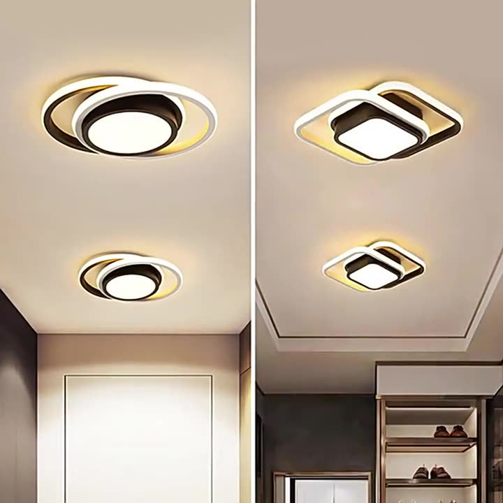 Luz de techo LED de montaje semi empotrado de hierro y aluminio redondo cuadrado moderno minimalista para pasillo 