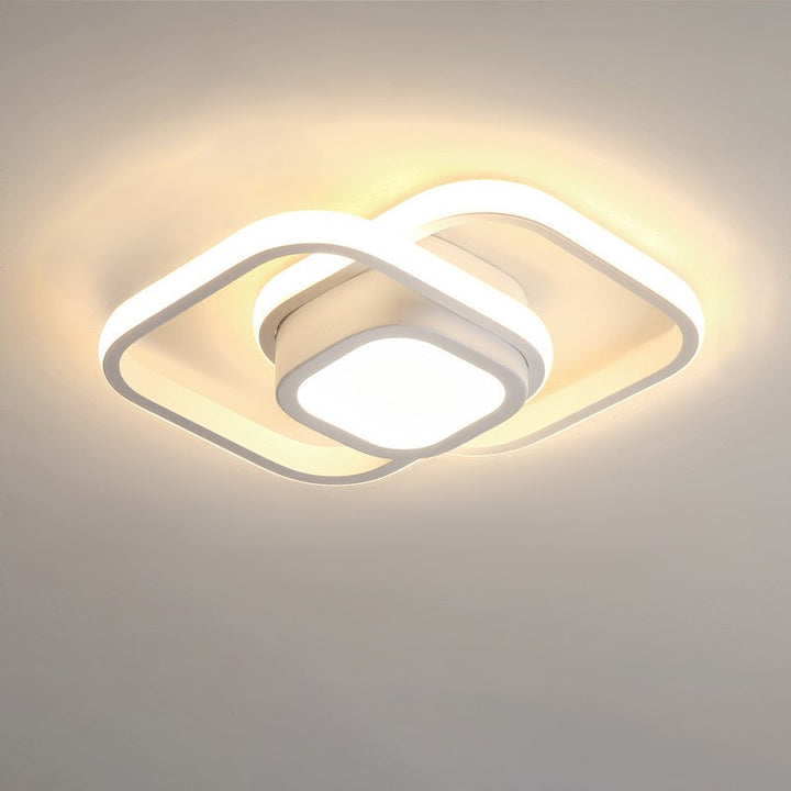 Luz de techo LED de montaje semi empotrado de hierro y aluminio redondo cuadrado moderno minimalista para pasillo 