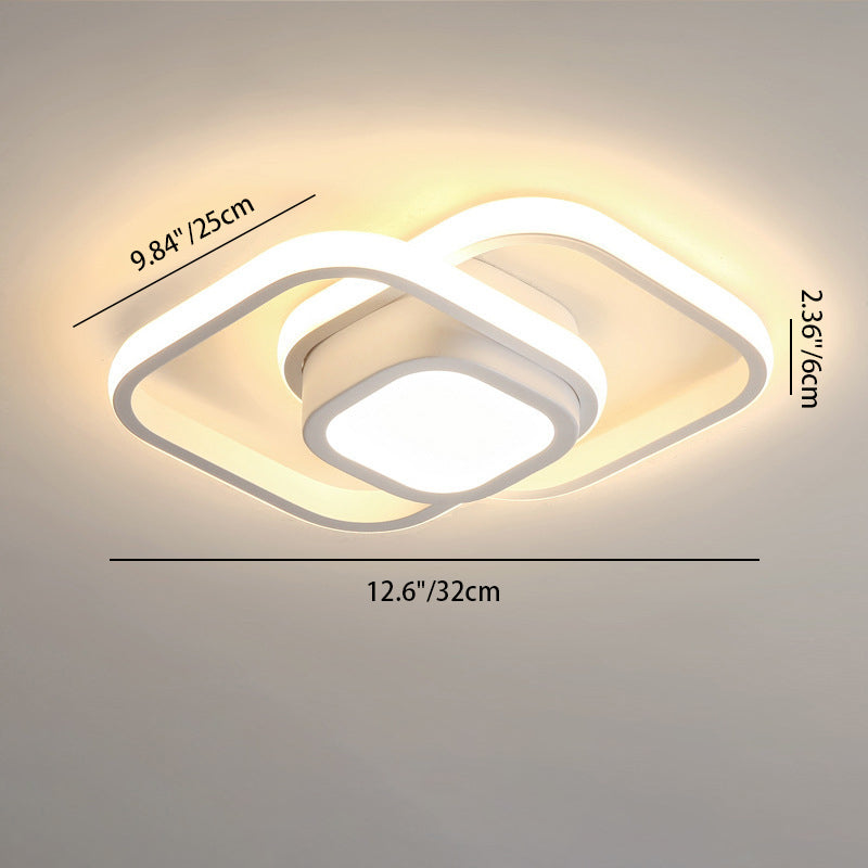Luz de techo LED de montaje semi empotrado de hierro y aluminio redondo cuadrado moderno minimalista para pasillo 