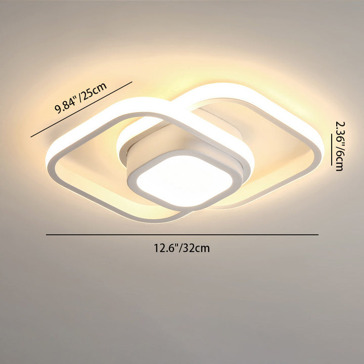 Luz de techo LED de montaje semi empotrado de hierro y aluminio redondo cuadrado moderno minimalista para pasillo 