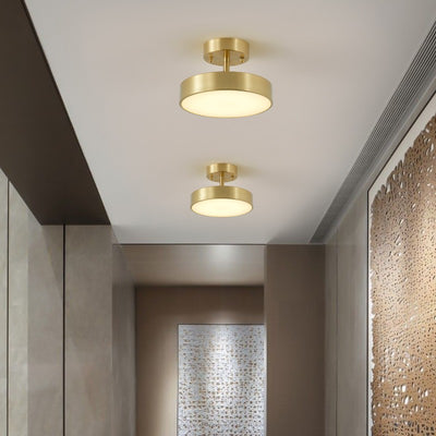 Luz de techo LED semiencastrada de cúpula redonda minimalista moderna de cobre y acrílico para pasillo 